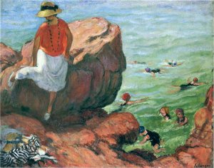 On the Cliffs at Agay by Henri Lebasque Oil Painting