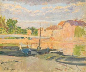 Peniches Au Bord De La Marne by Henri Lebasque Oil Painting