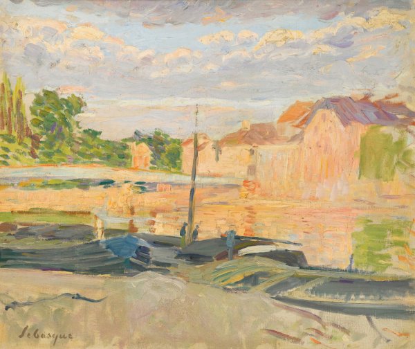 Peniches Au Bord De La Marne  by Henri Lebasque - Hand-Painted Oil Painting Reproduction
