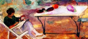 Reading in the Garden by Henri Lebasque Oil Painting