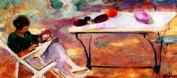 Reading in the Garden by Henri Lebasque - Hand-Painted Oil Painting Reproduction
