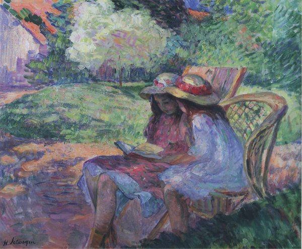 Reading in the Park by Henri Lebasque - Hand-Painted Oil Painting Reproduction