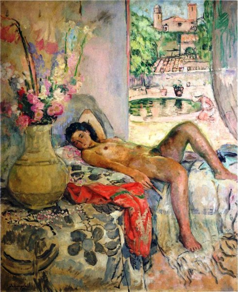 Main Product Photo of Reclining Nude Painting by Henri Lebasque