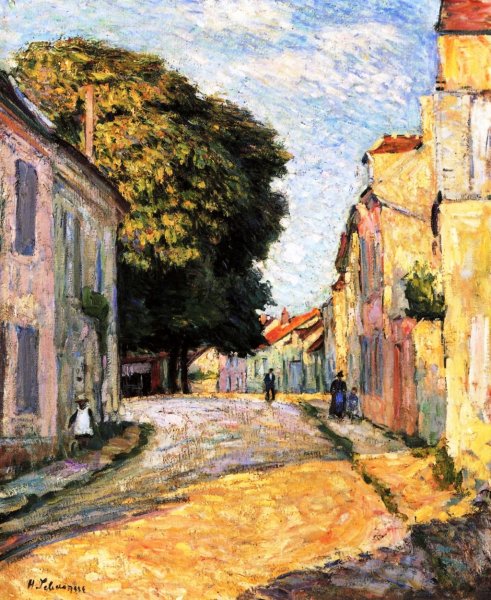 Main Product Photo of Rue Animee at Montevrain Painting by Henri Lebasque