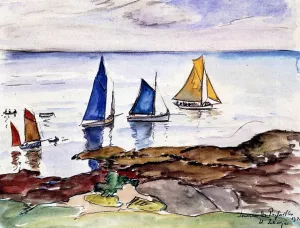 Sailboats, Memory of Prefailles by Henri Lebasque - Oil Painting Reproduction