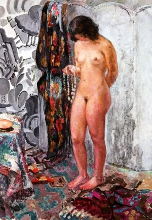 Standing Nude with Necklace by Henri Lebasque Oil Painting