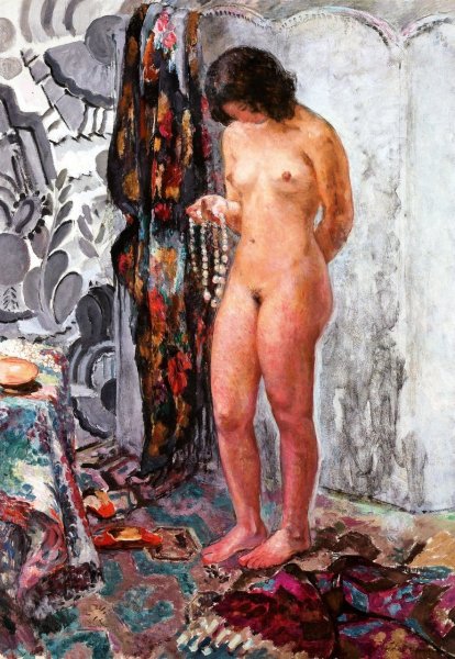 Standing Nude with Necklace by Henri Lebasque - Hand-Painted Oil Painting Reproduction