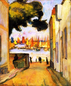 Street by the Port at Collioure by Henri Lebasque Oil Painting