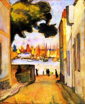 Street by the Port at Collioure by Henri Lebasque - Oil Painting Reproduction