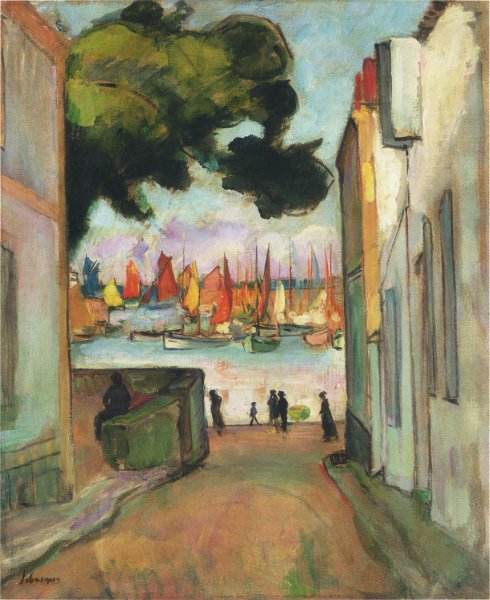 Street in Port Collioure by Henri Lebasque - Hand-Painted Oil Painting Reproduction