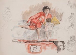 Study of Mother and Child by Henri Lebasque Oil Painting
