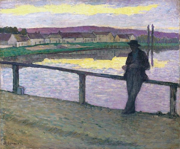 Main Product Photo of Sunset at Pont Aven Painting by Henri Lebasque