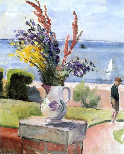 Terrace By The Sea by Henri Lebasque - Hand-Painted Oil Painting Reproduction