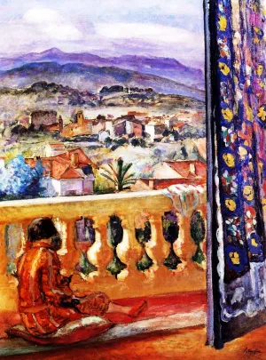 The Blue Curtain: Le Cannet by Henri Lebasque Oil Painting
