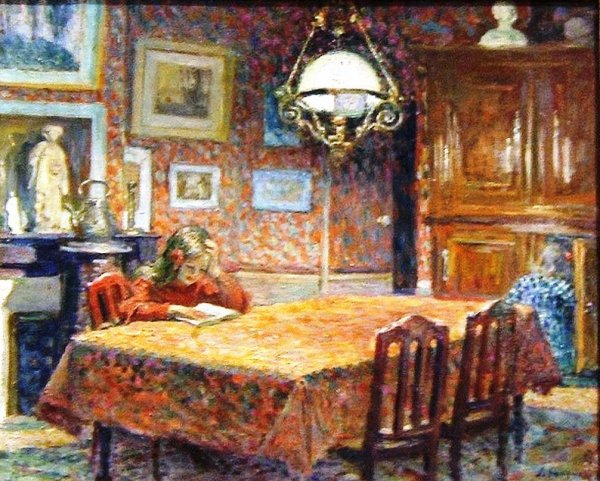 The Lamp by Henri Lebasque - Hand-Painted Oil Painting Reproduction