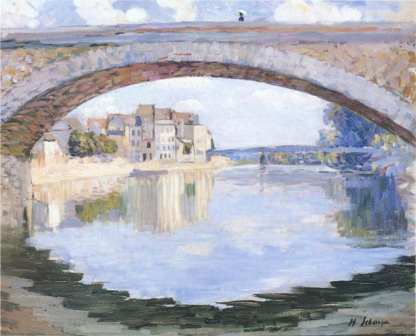 Main Product Photo of The Pont of the Marne at Lagny Painting by Henri Lebasque