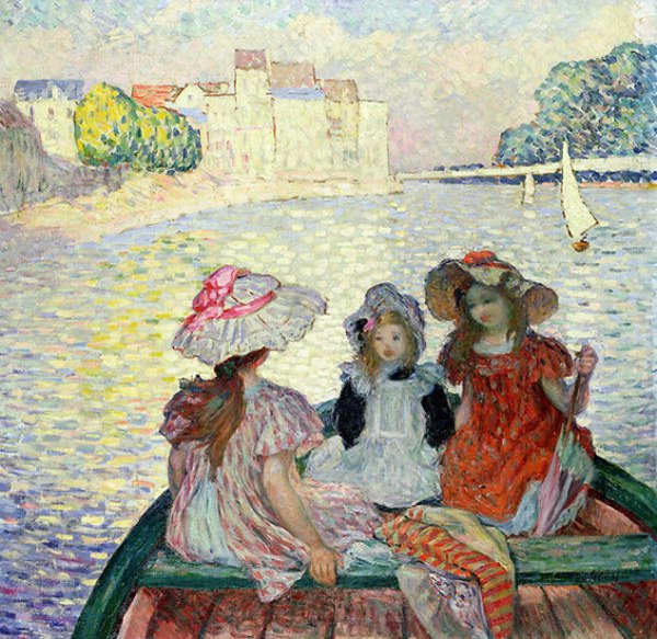 Main Product Photo of Three Girls in a Boat Painting by Henri Lebasque
