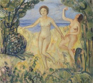 Two Bathers by the Beach by Henri Lebasque Oil Painting