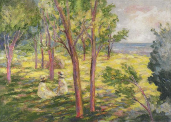 Main Product Photo of Two Girls in a Landscape Painting by Henri Lebasque