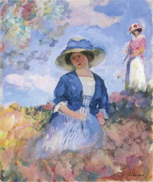 Two Young Women in the Field Oil painting by Henri Lebasque
