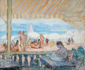 Veranda sur la Plage de Cannes by Henri Lebasque Oil Painting