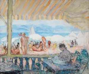 Veranda sur la Plage de Cannes by Henri Lebasque Oil Painting