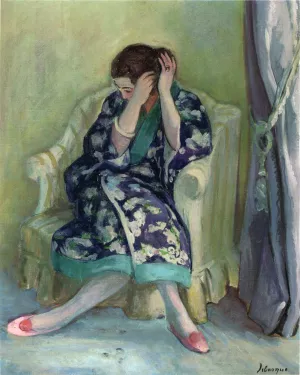 Woman Adjuxting Her Hair Oil painting by Henri Lebasque
