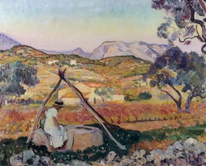 Woman by a Fountain in Provence Oil painting by Henri Lebasque
