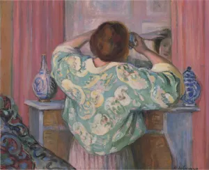 Woman Doing Her Hair at the Mirror painting by Henri Lebasque