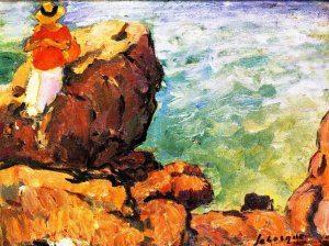 Woman on the Rocks by Henri Lebasque Oil Painting