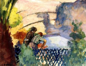 Woman Washing Clothes by Henri Lebasque Oil Painting