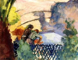 Woman Washing Clothes by Henri Lebasque - Oil Painting Reproduction
