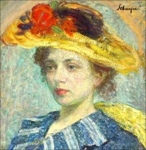 Woman with Hat with Flowers by Henri Lebasque Oil Painting
