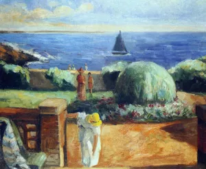 Women on the Terrace at Prefailles by Henri Lebasque - Oil Painting Reproduction