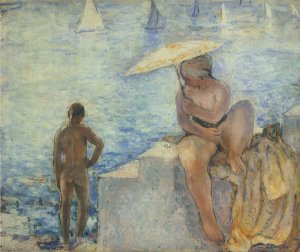 Young Bather with Parasol by Henri Lebasque Oil Painting