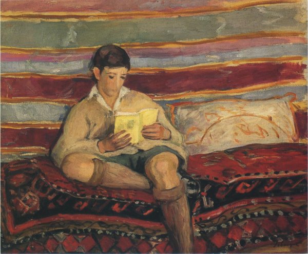 Young Boy Reading by Henri Lebasque - Hand-Painted Oil Painting Reproduction