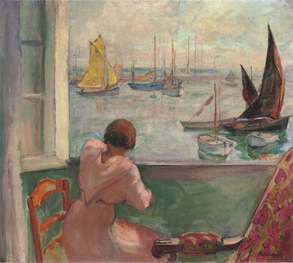 Main Product Photo of Young Girl at the Window Painting by Henri Lebasque