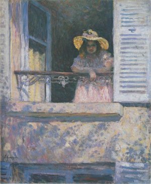 Young Girl in a Window by Henri Lebasque Oil Painting