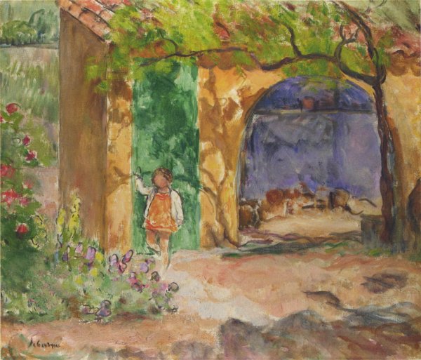 Young Girl on the Veranda at St Tropez by Henri Lebasque - Hand-Painted Oil Painting Reproduction