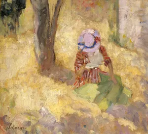 Young Girl Reading a Book painting by Henri Lebasque