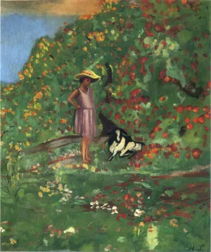 Young Girl with Goat by Henri Lebasque Oil Painting