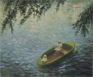 Young Girls in a Boat on the Marne Oil painting by Henri Lebasque