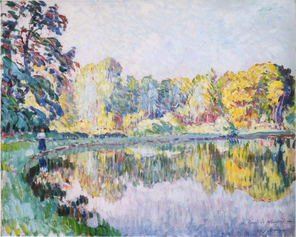Main Product Photo of Young Woman by the River Eau Painting by Henri Lebasque