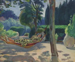 Young Woman on a Hammock by Henri Lebasque - Oil Painting Reproduction