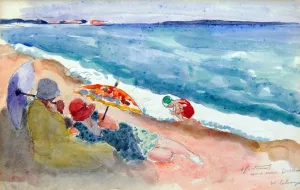 Young Women by the Sea by Henri Lebasque - Oil Painting Reproduction