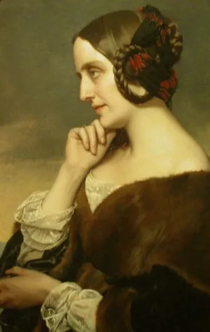 Portrait de Marie d'Agoult by Henri Lehmann - Oil Painting Reproduction