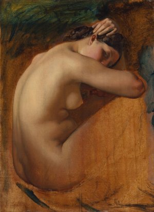 Study of a Female Nude by Henri Lehmann Oil Painting
