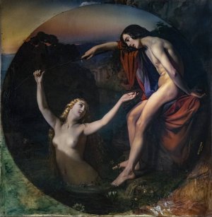 The fisherman and the nymph by Henri Lehmann Oil Painting