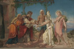 Tobias Brings His Bride Sarah to the House of His Father, Tobit by Henri Lehmann Oil Painting