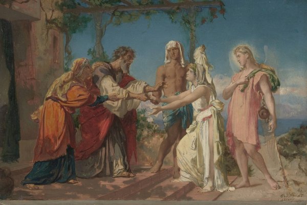 Main Product Photo of Tobias Brings His Bride Sarah to the House of His Father, Tobit  Painting by Henri Lehmann